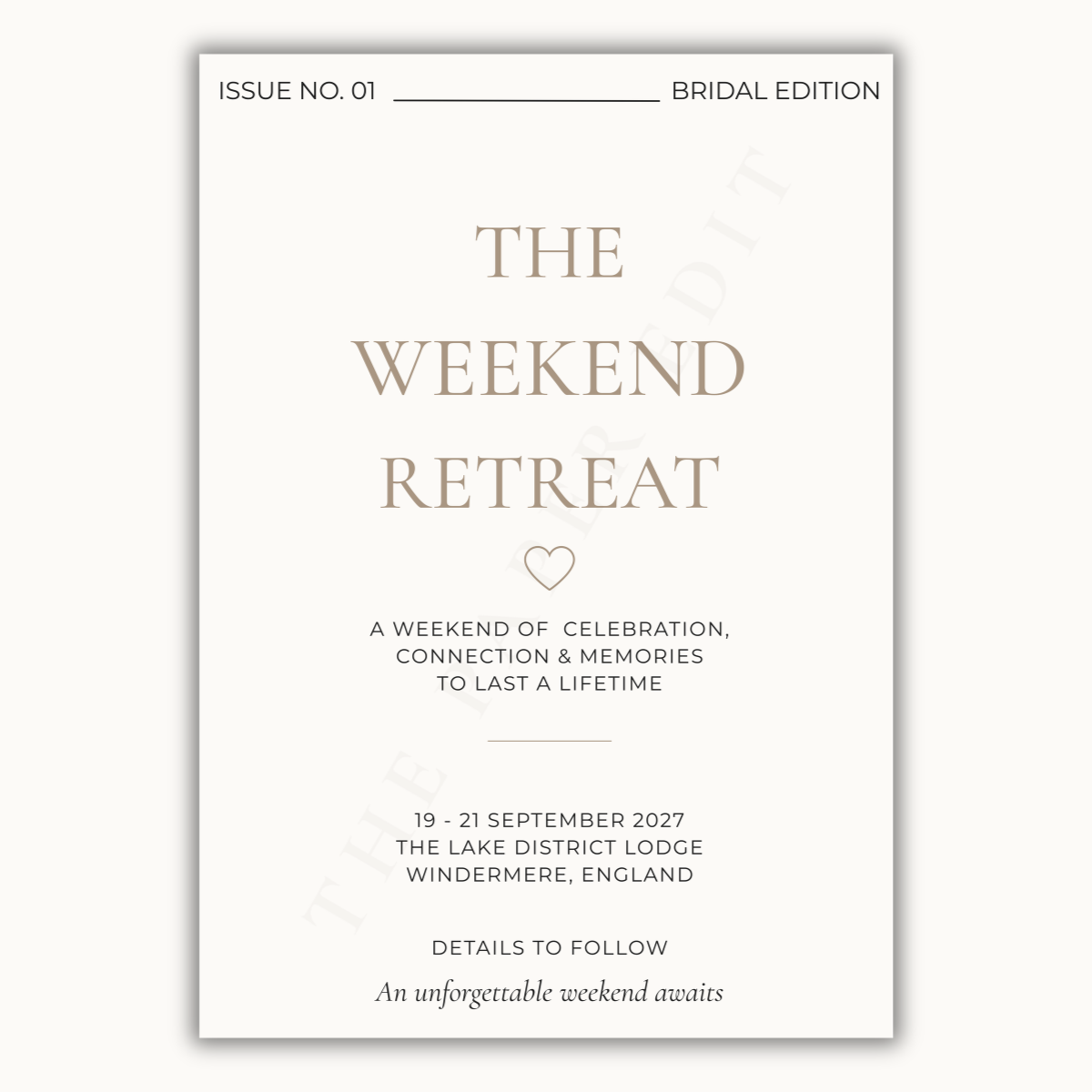 BRIDAL WEEKEND RETREAT